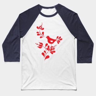 Spring bird and flower in red illustration Baseball T-Shirt